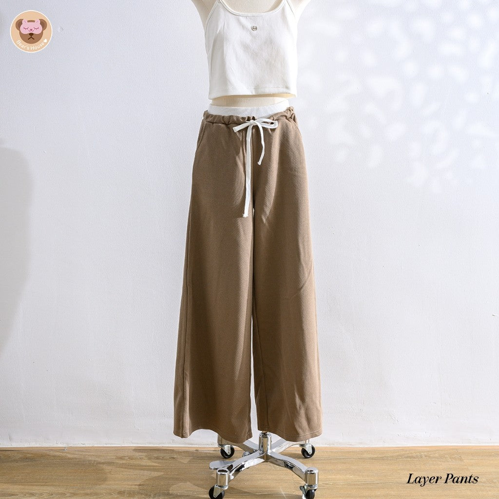 Layer Pants กางเกงวอร์มผ้านุ่ม ขากระบอกใหญ่ งานป้าย