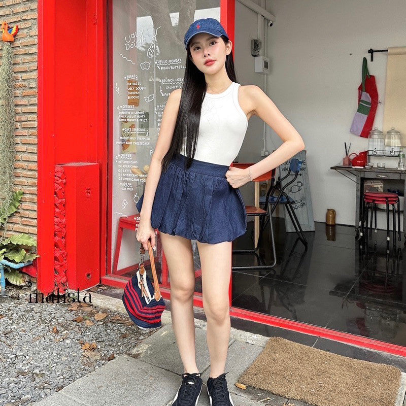 Balloon denim skirt กระโปรงบอลูน ผ้ายีนส์ งานป้าย