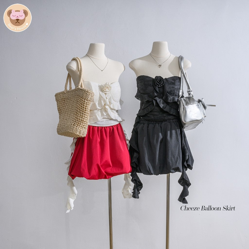 Cheeze Balloon Skirt กระโปรงบอลลูน ทรงฮอตฮิต เอวสม็อค เย็บ 2 ชั้นไม่ต้องกลัวบางน้องบอลลูนใส่แมท