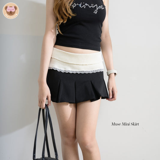 Muse Mini Skirt กระโปรงผ้ายืด จีบรอบ ดีไซน์เก๋พับขอบ❤️