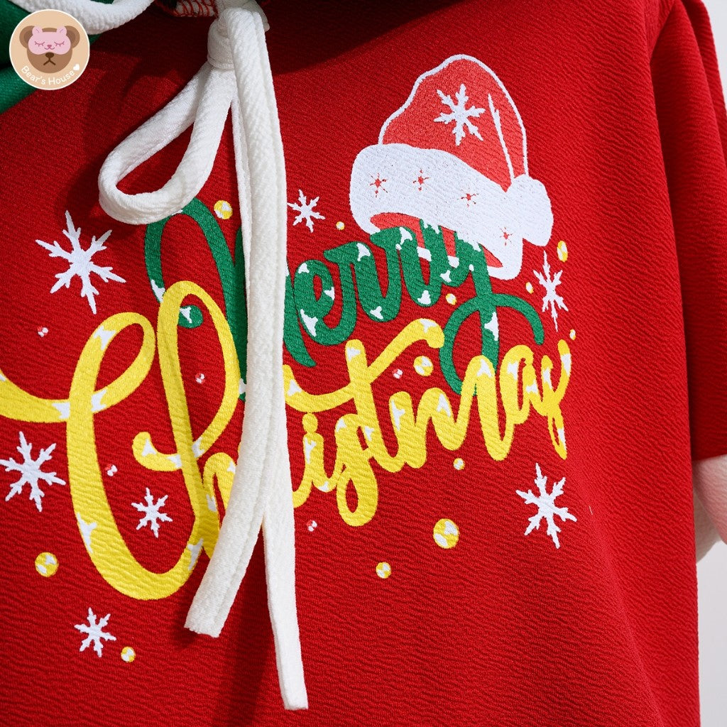 Christmas Crop เสื้อครอปเเขนสั้น สกรีนลาย🎄ผ้าวูลเวฟ เนื้อผ้าใส่สบาย ไม่บาง