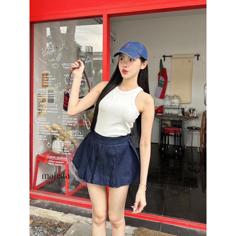 Balloon denim skirt กระโปรงบอลูน ผ้ายีนส์ งานป้าย