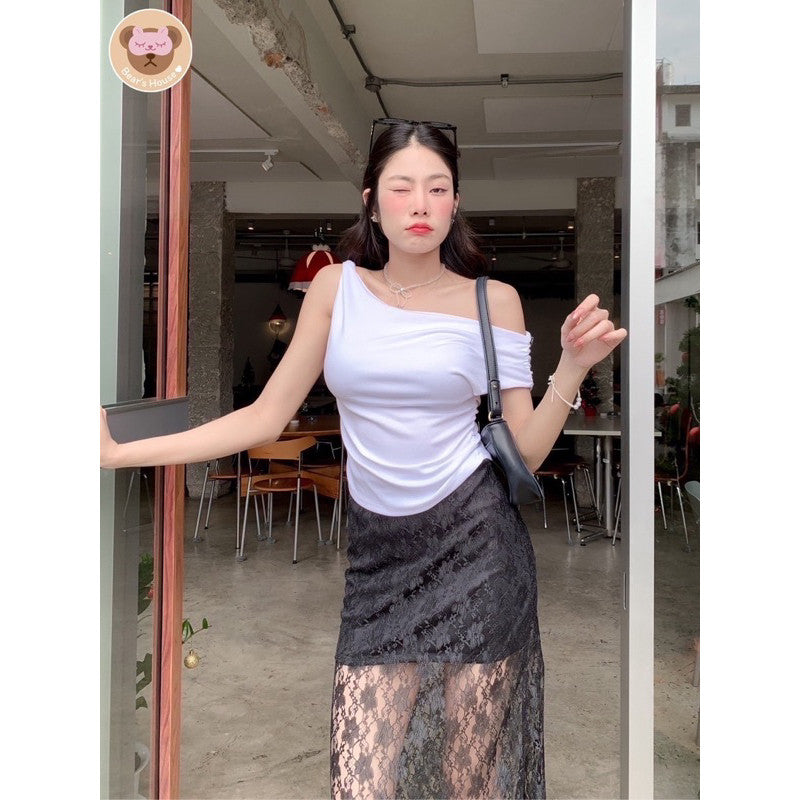 Limmer Lace Skirt  กระโปรงลูกไม้ ซีทรู มีซับใน❤️